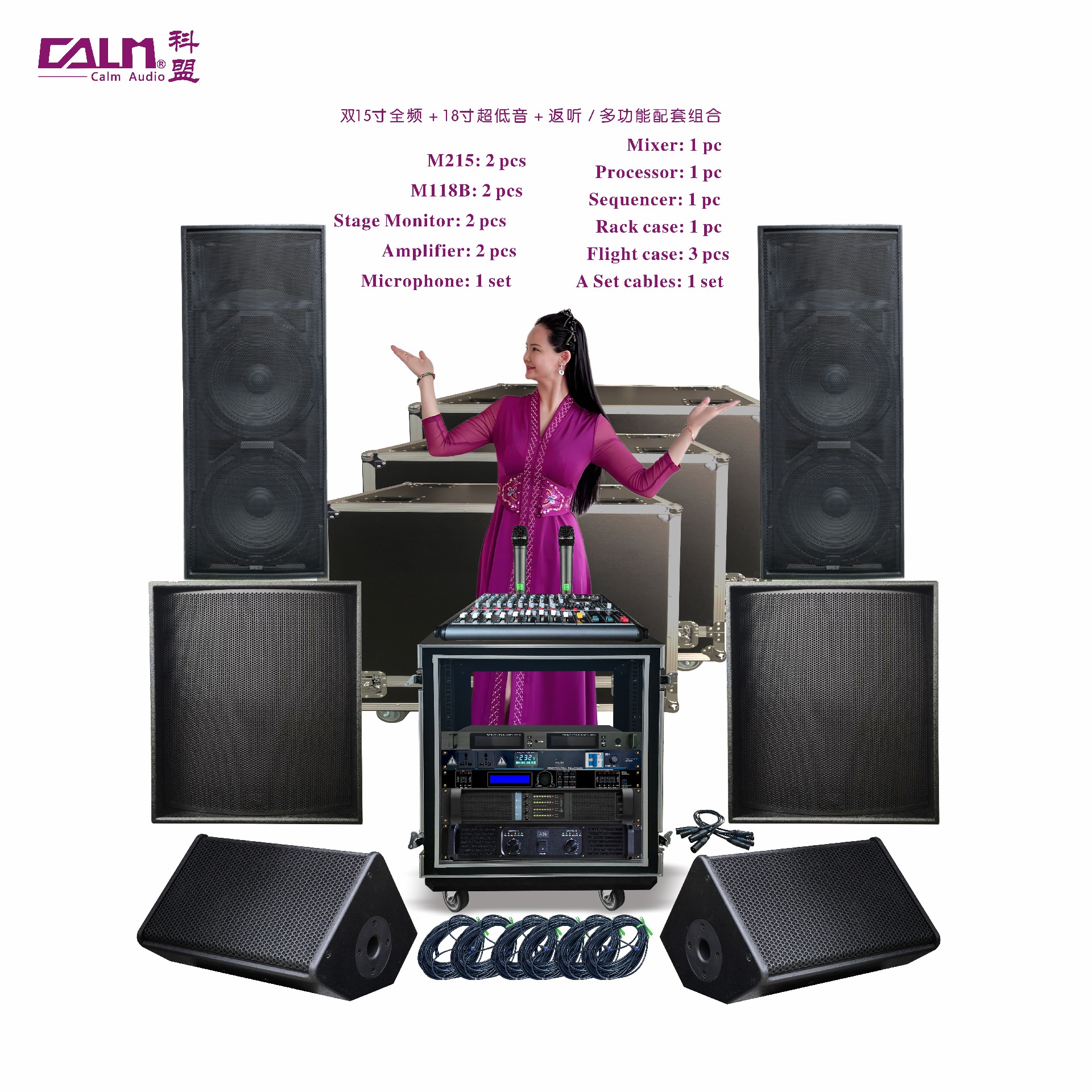 雙15寸全頻+18寸超低+返聽 配套組合